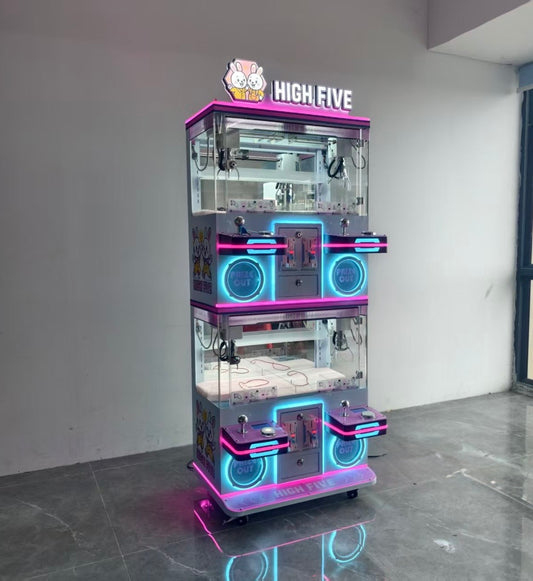 4-Player Claw Machine – Multi-Station Mini Box Arcade Game with LED Lights