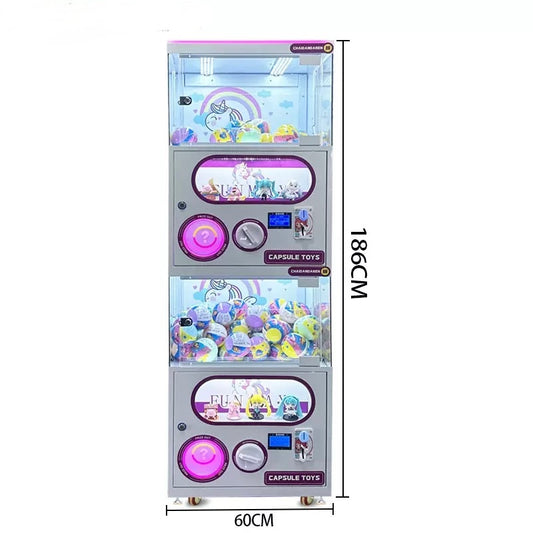 Double-Layer Capsule Toy Vending Machine – Gashapon Style with LED & Token Operation