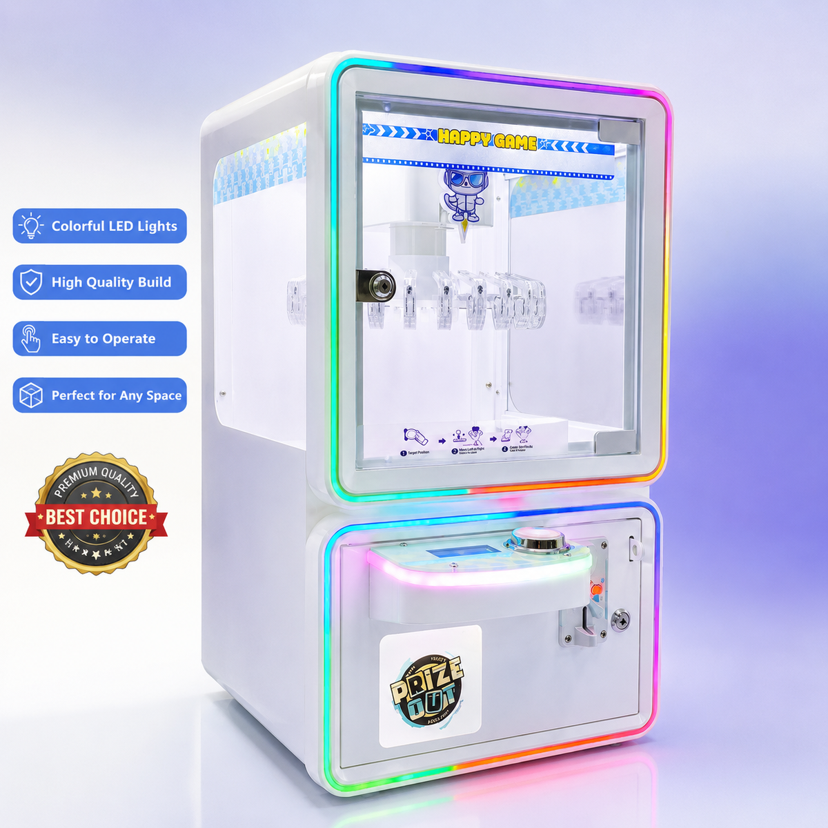 🌈 Rainbow LED Desktop Prize Clip Machine