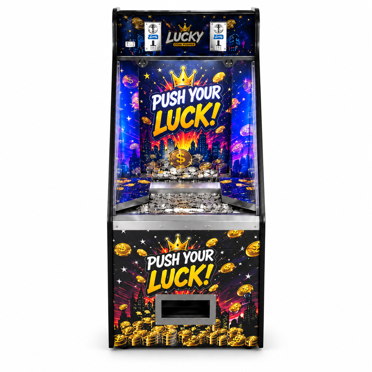 Commercial Coin Pusher Arcade Machine LED Coin Operated Redemption Game