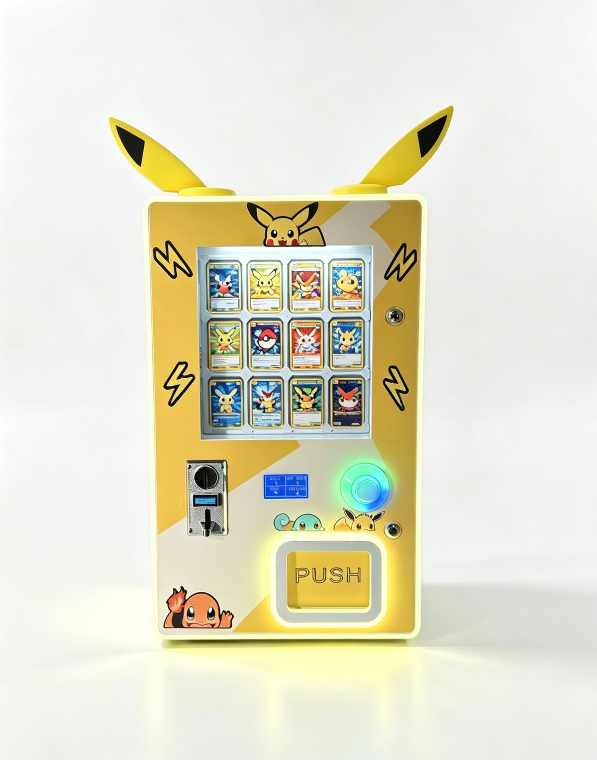 Tabletop Card Vending Machine Coin Operated Collectible Card Dispenser with LED Lights