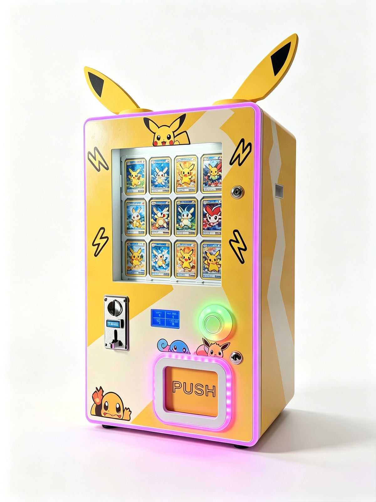 Tabletop Card Vending Machine Coin Operated Collectible Card Dispenser with LED Lights