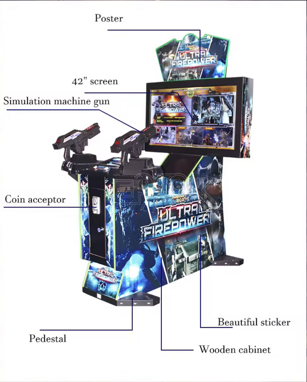 42 Inch Two Player Shooting Arcade Machine