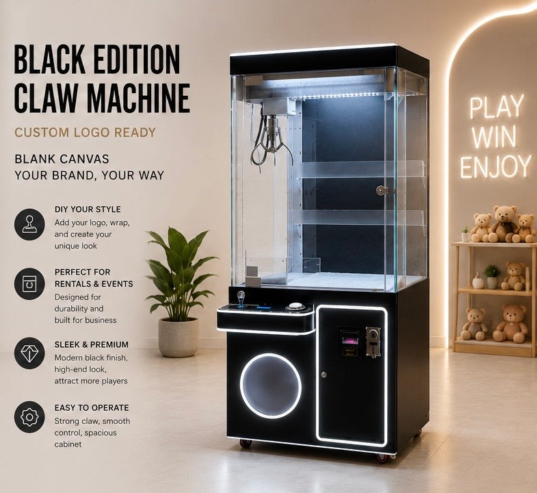 Black Edition Commercial Claw Machine Premium Arcade Crane Machine with LED Lights