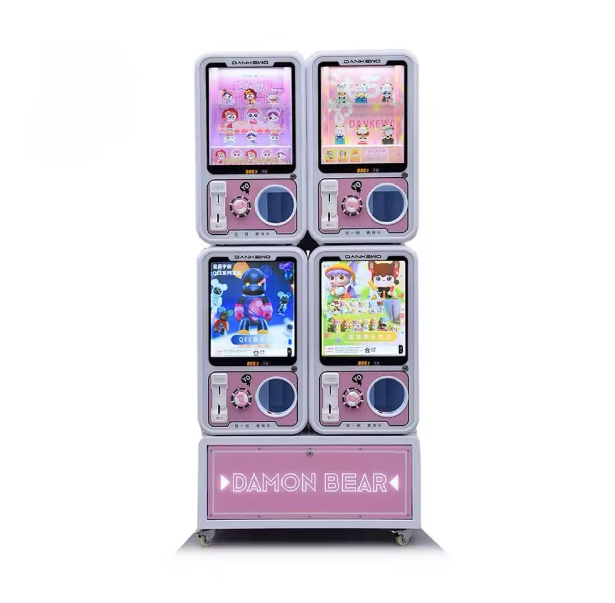 Wholesale LCD video USB mini coin operated gashapon machine toy capsule gumball machine pink candy vending machine for kid