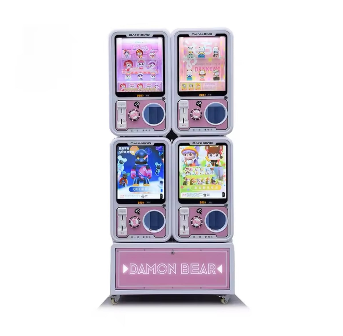 Wholesale LCD video USB mini coin operated gashapon machine toy capsule gumball machine pink candy vending machine for kid