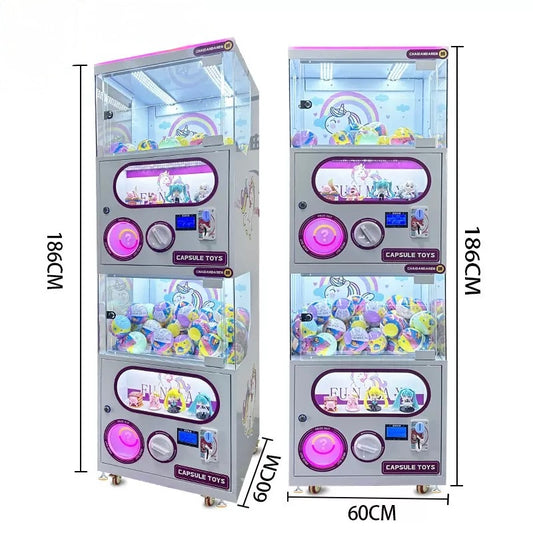 Double-Layer Capsule Toy Vending Machine – Gashapon Style with LED & Token Operation