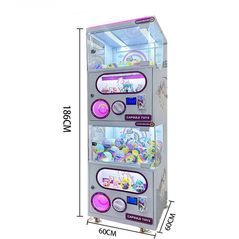 Double Layer Capsule Toy Vending Machine Gashapon Style with LED & Token Operation