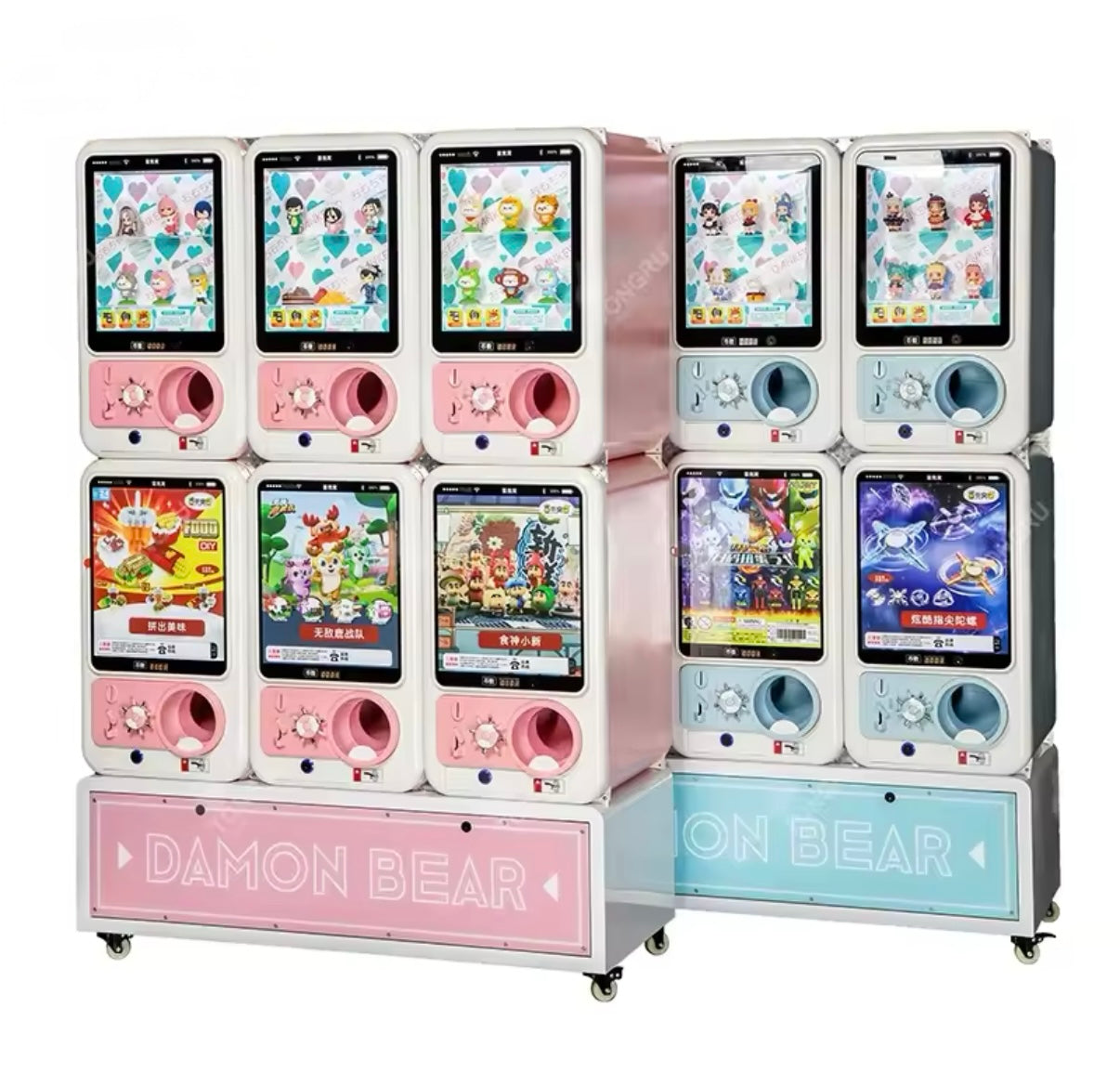 Wholesale LCD video USB mini coin operated gashapon machine toy capsule gumball machine pink candy vending machine for kid