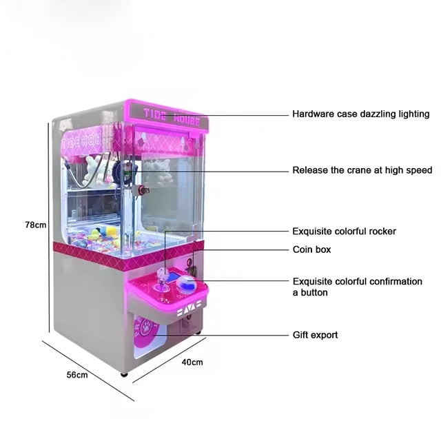 Mini Claw Machine with LED Lights – Compact Arcade Style Prize Catcher for Toys & Plushies