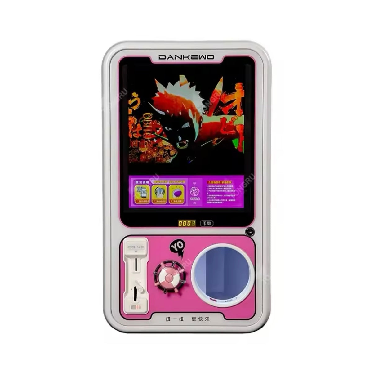 Wholesale LCD video USB mini coin operated gashapon machine toy capsule gumball machine pink candy vending machine for kid