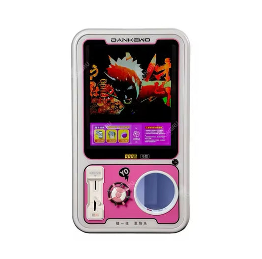 Wholesale LCD video USB mini coin operated gashapon machine toy capsule gumball machine pink candy vending machine for kid