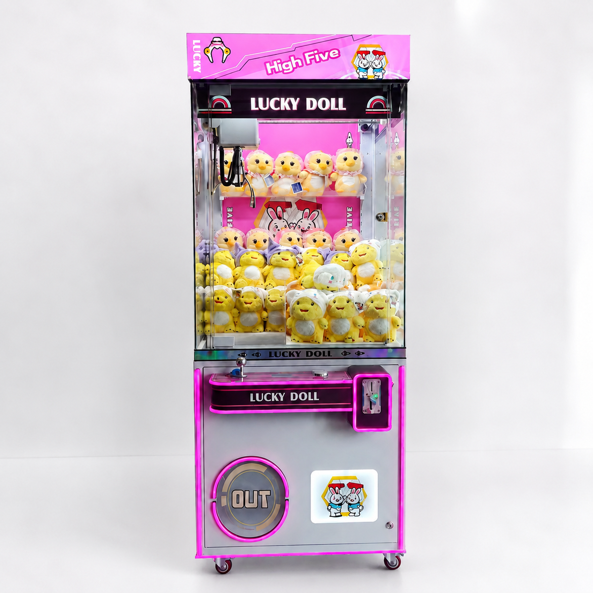 Classic Bunny Full Size Claw Machine Commercial Arcade Crane Game with LED Lights