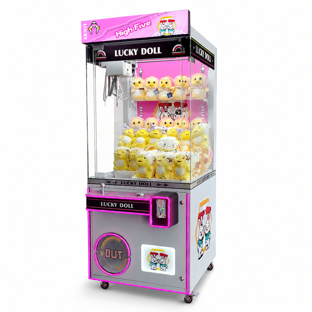 Classic Bunny Full Size Claw Machine Commercial Arcade Crane Game with LED Lights