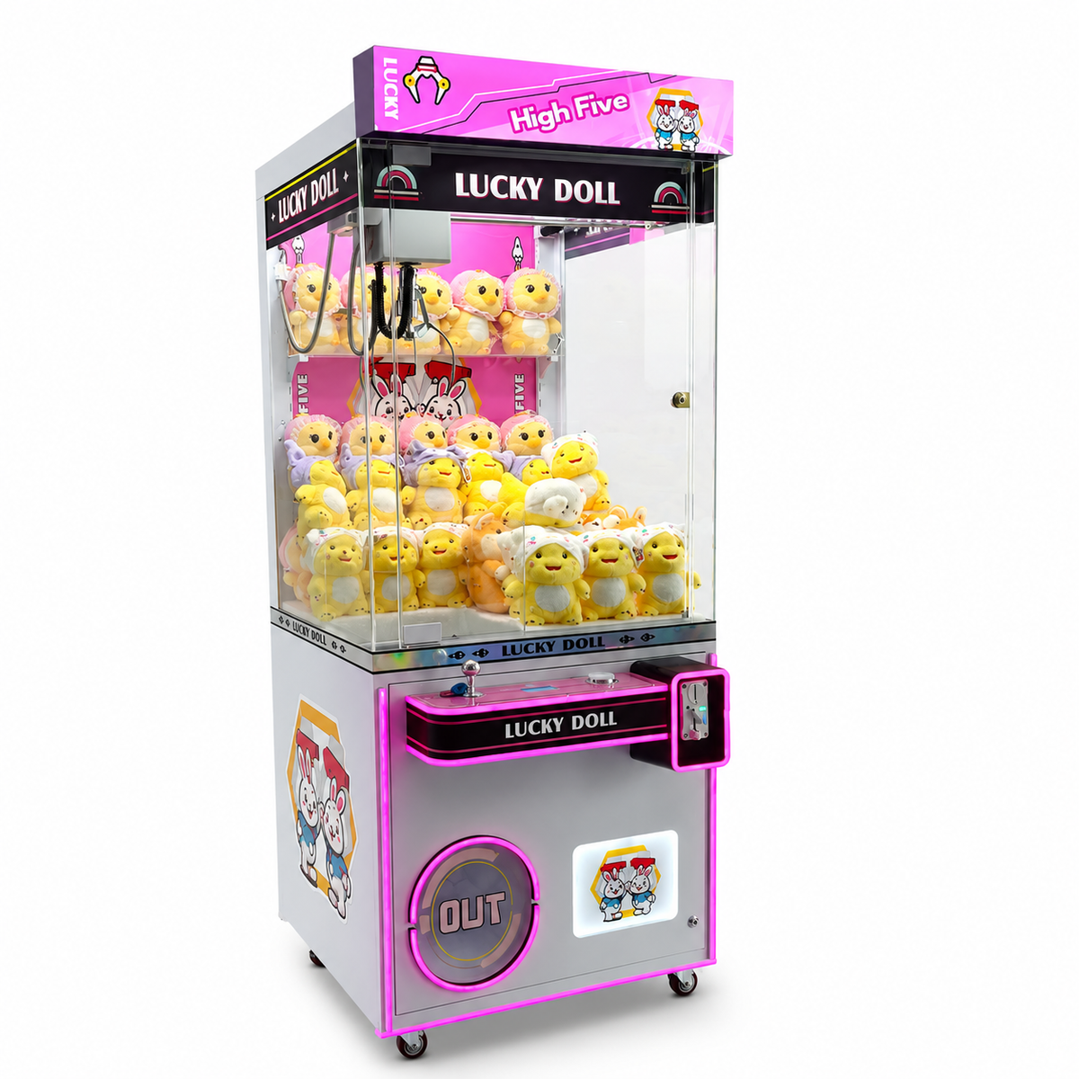 Classic Bunny Full Size Claw Machine Commercial Arcade Crane Game with LED Lights