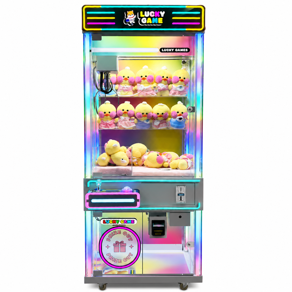 Premium Rainbow LED Claw Machine 360° Surround Lights with Coin and Bill Acceptor