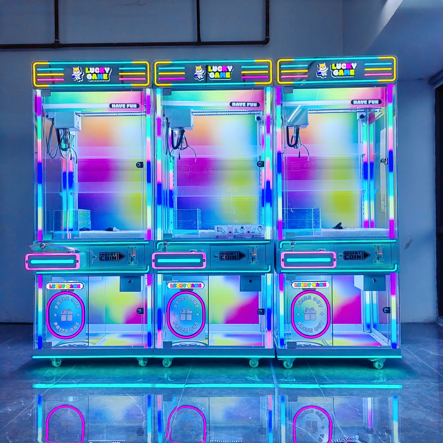 Lucky Game Rainbow LED Claw Machine – Eye-Catching Prize Machine for Kids and Events