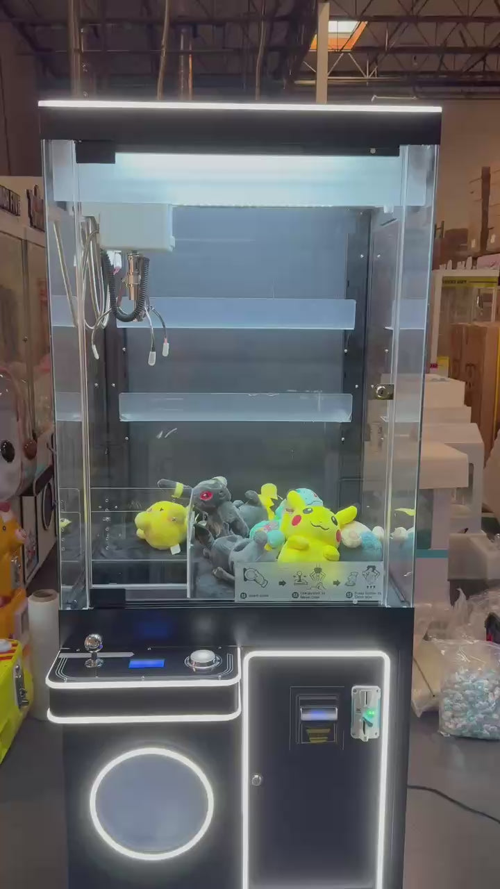 Modern Black Claw Machine with White LED Lights Bill Acceptor Coin