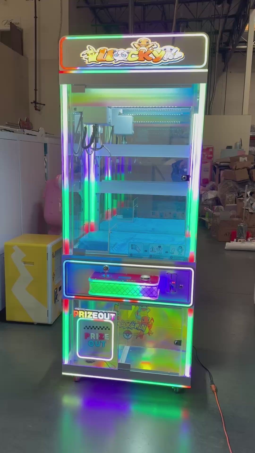 🌈 360° Flowing Rainbow LED Luxury Claw Machine 🌈